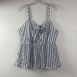 Torrid Striped Peplum Cami Tie Front Smocked Top Womens 1/1X Plus Size Babydoll